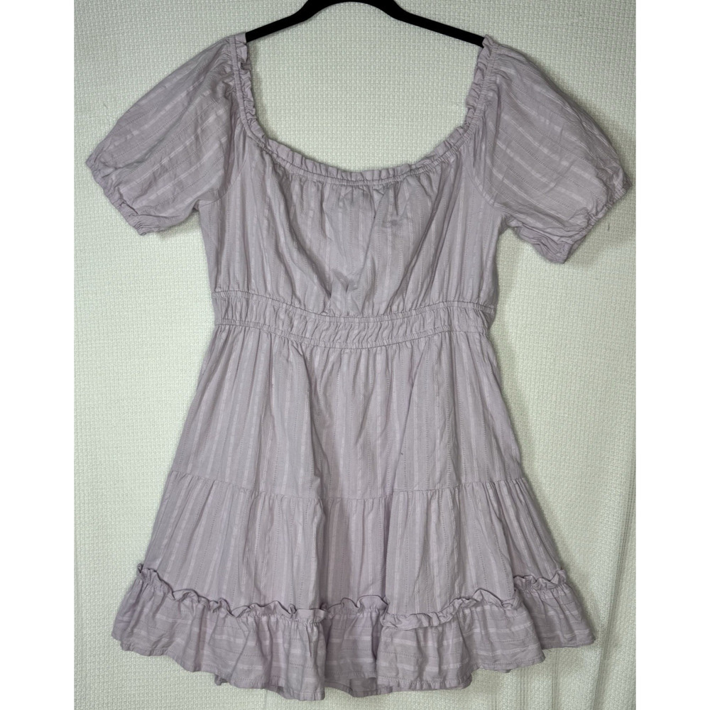 Lost + Wander Lavender Mini Dress Women’s Large Puff Sleeve Cottagecore Tiered - Picture 12 of 15